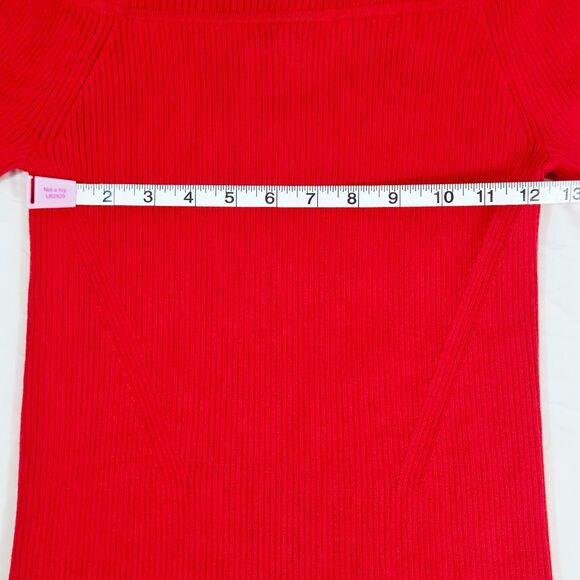 Banana Republic Small Red Off The Shoulder Sweater | Ribbed, Button Detail - Picture 7 of 10